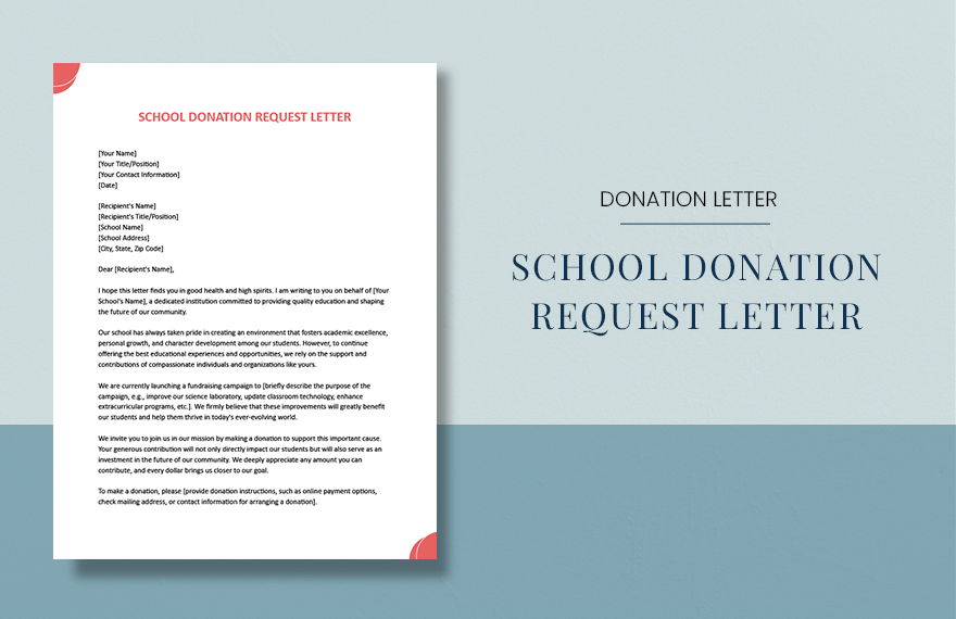 School Donation Request Letter in Word, Google Docs, Apple Pages