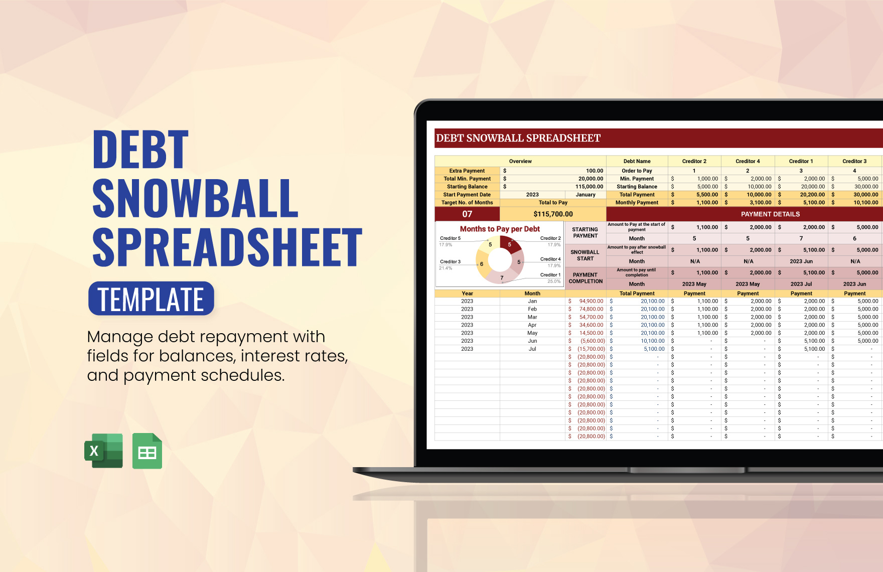 Debt Snowball Spreadsheet Template