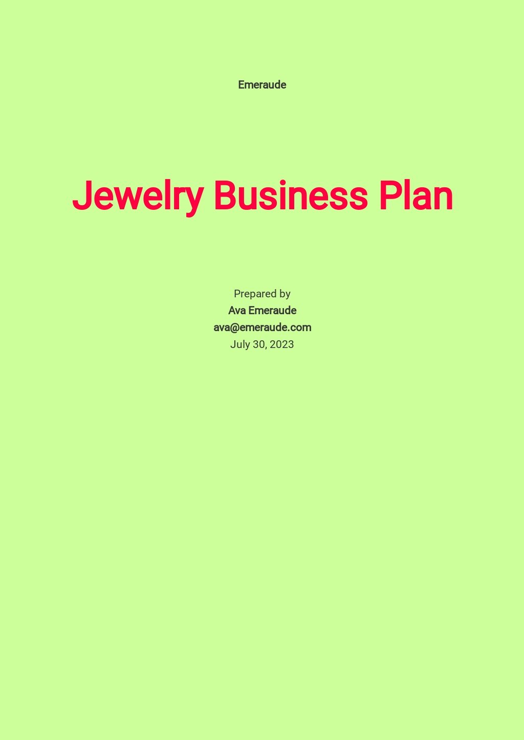 jewellery business plan