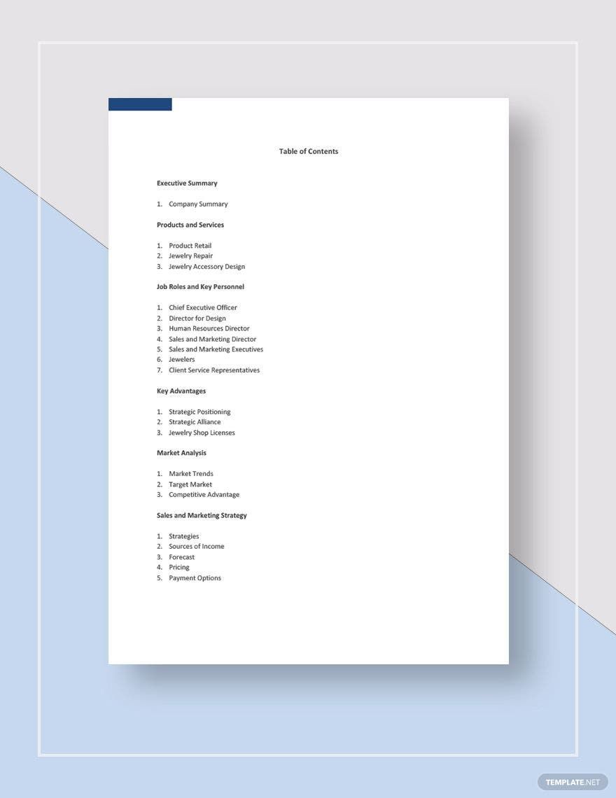 Jewelry Business Plan Template in Word, Google Docs