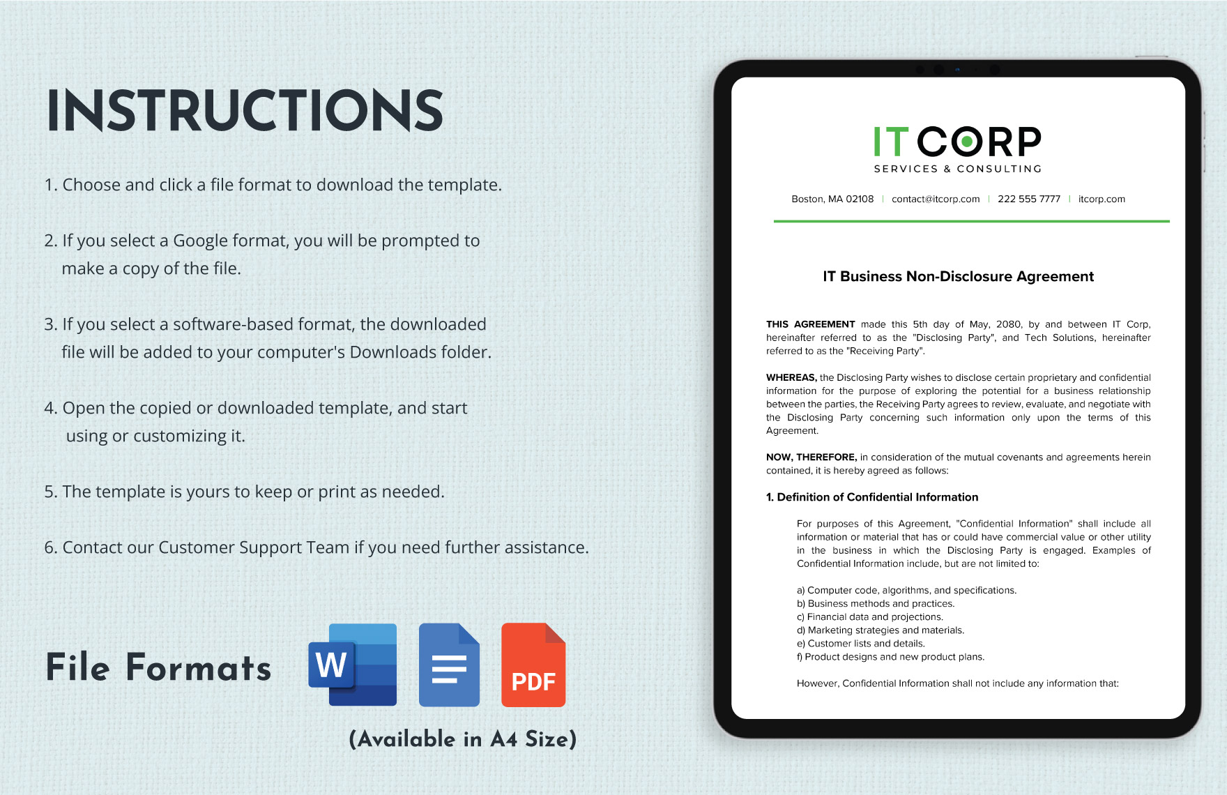 IT Business Non-Disclosure Agreement Template
