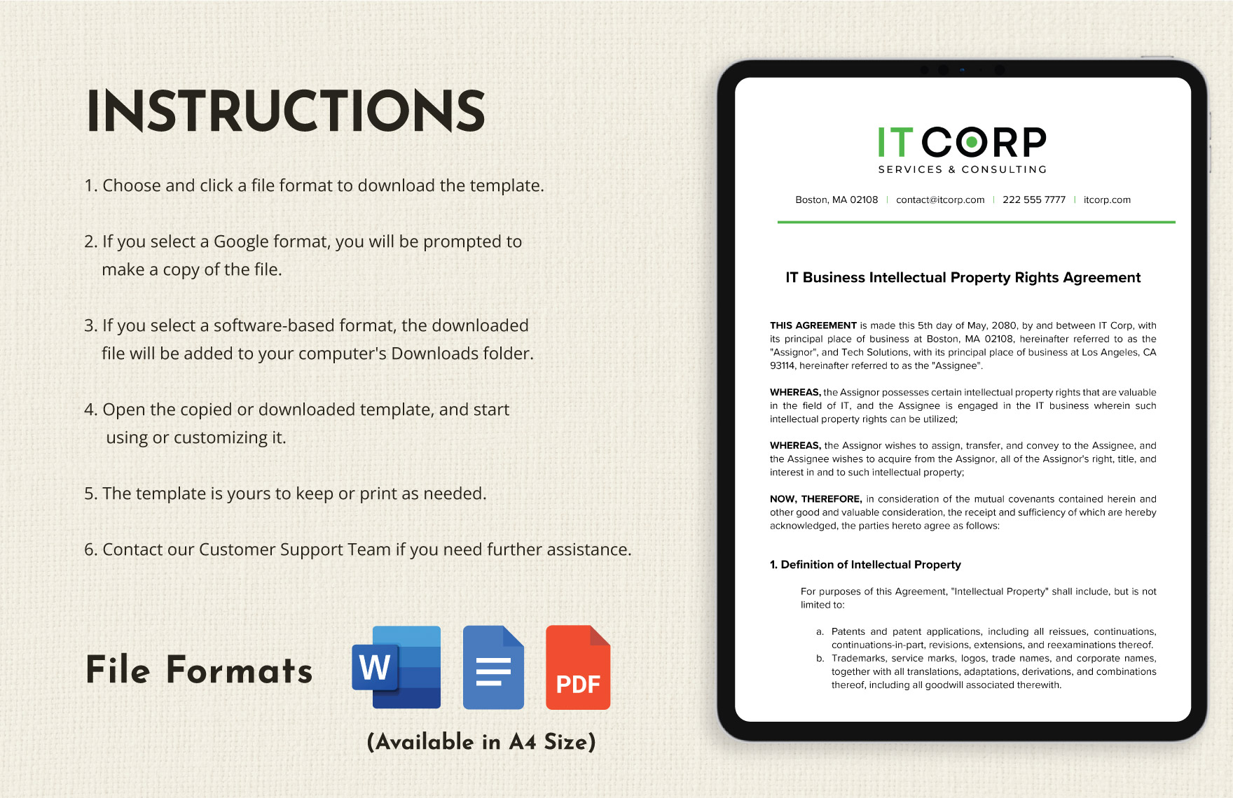 IT Business Intellectual Property Rights Agreement Template