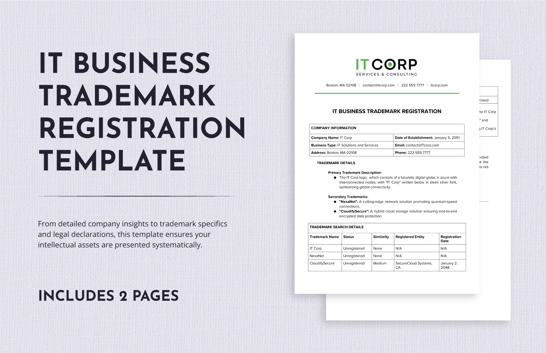 IT Business Trademark Registration Template
