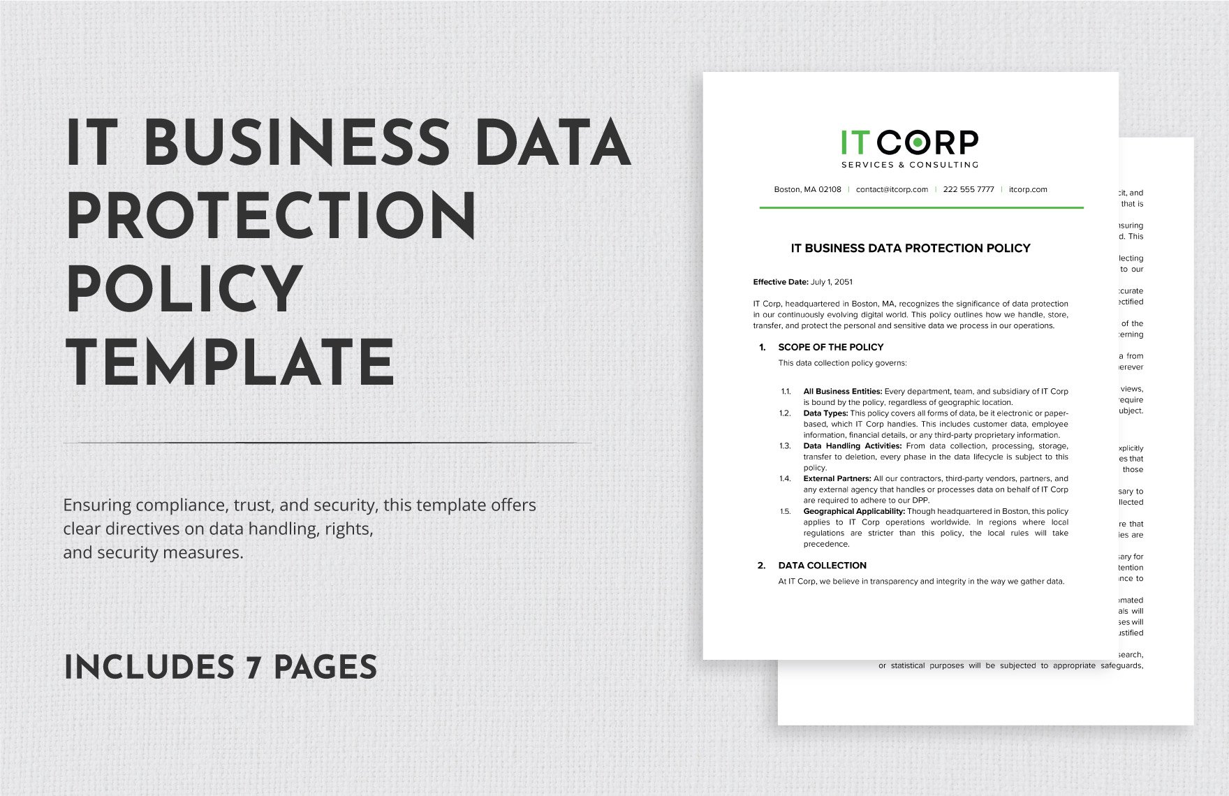 IT Business Data Protection Policy Template in Word, Google Docs, PDF