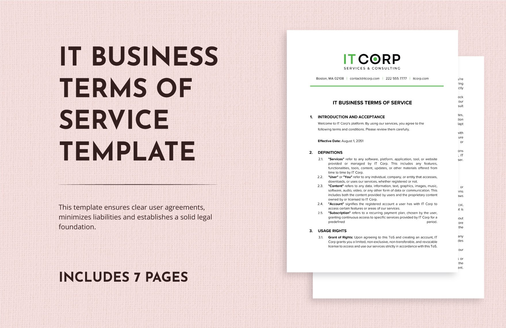 IT Business Terms of Service Template