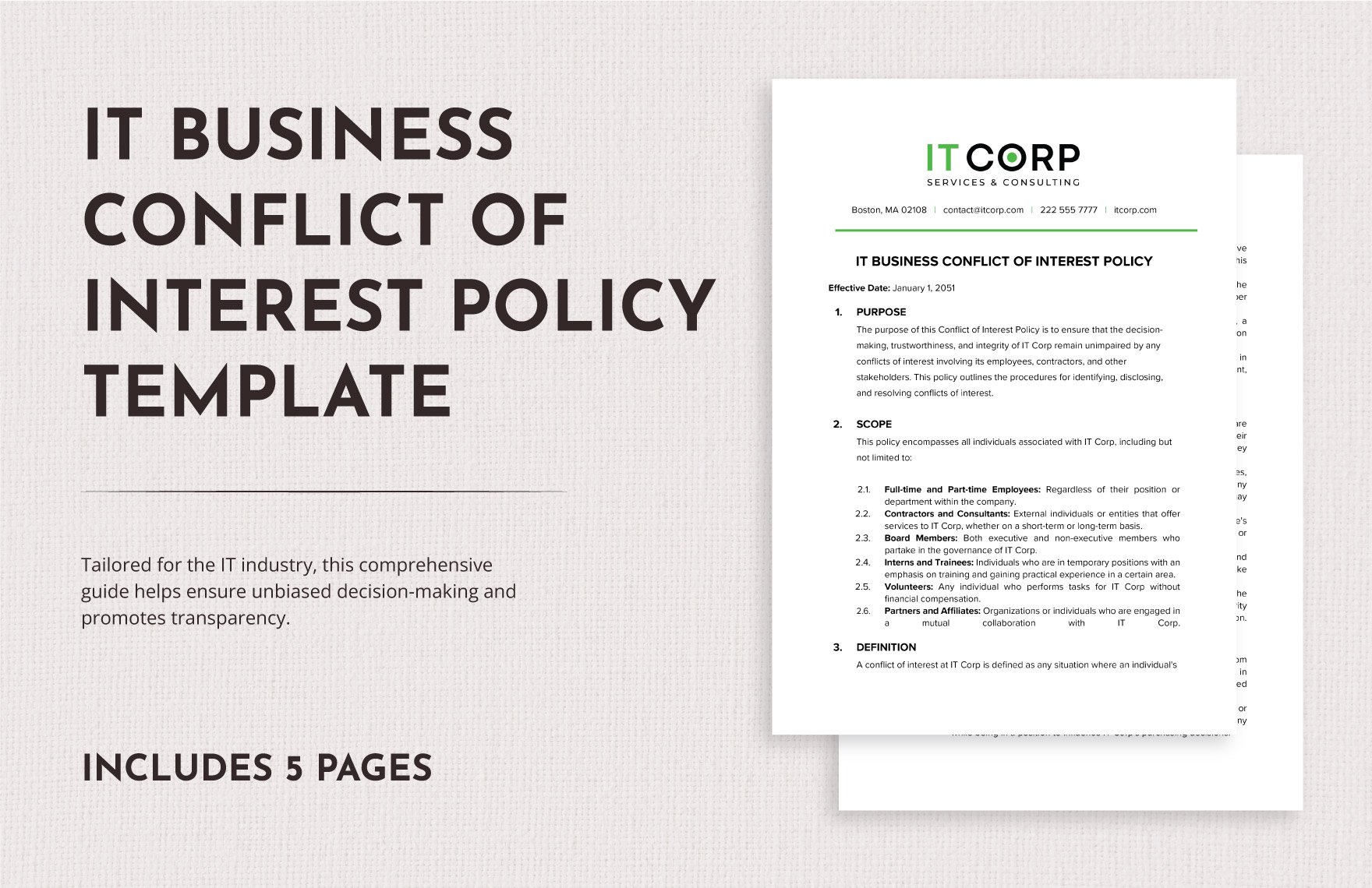 IT Business Conflict of Interest Policy Template in Word, Google Docs, PDF