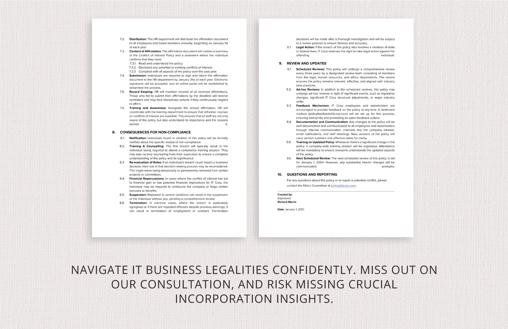 IT Business Conflict of Interest Policy Template