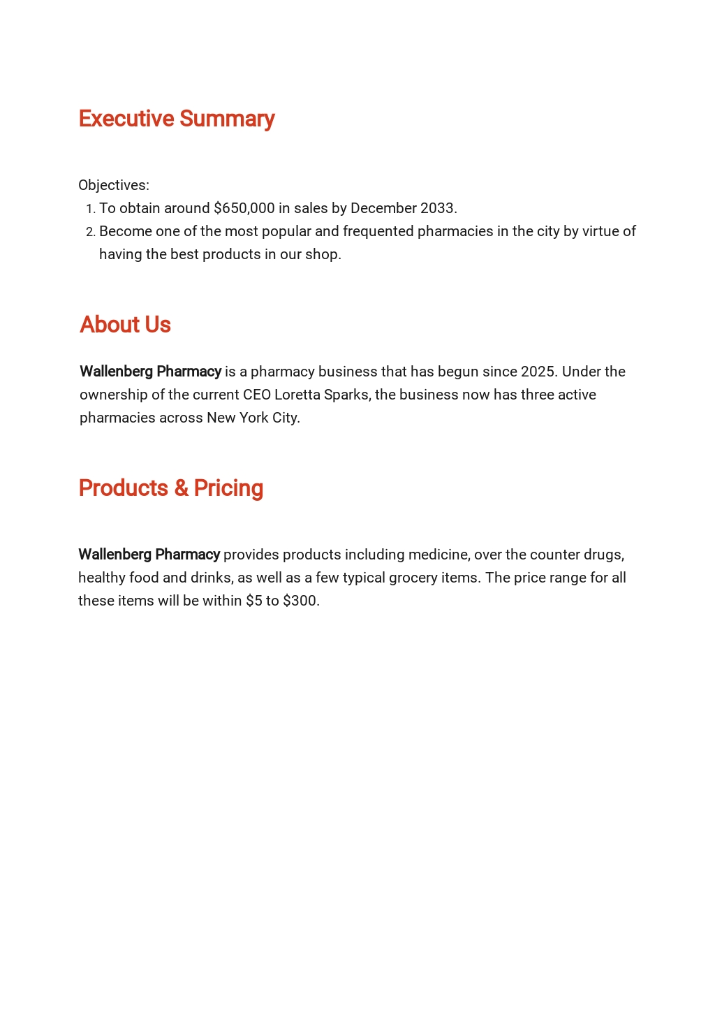 Community pharmacy business plan example picture
