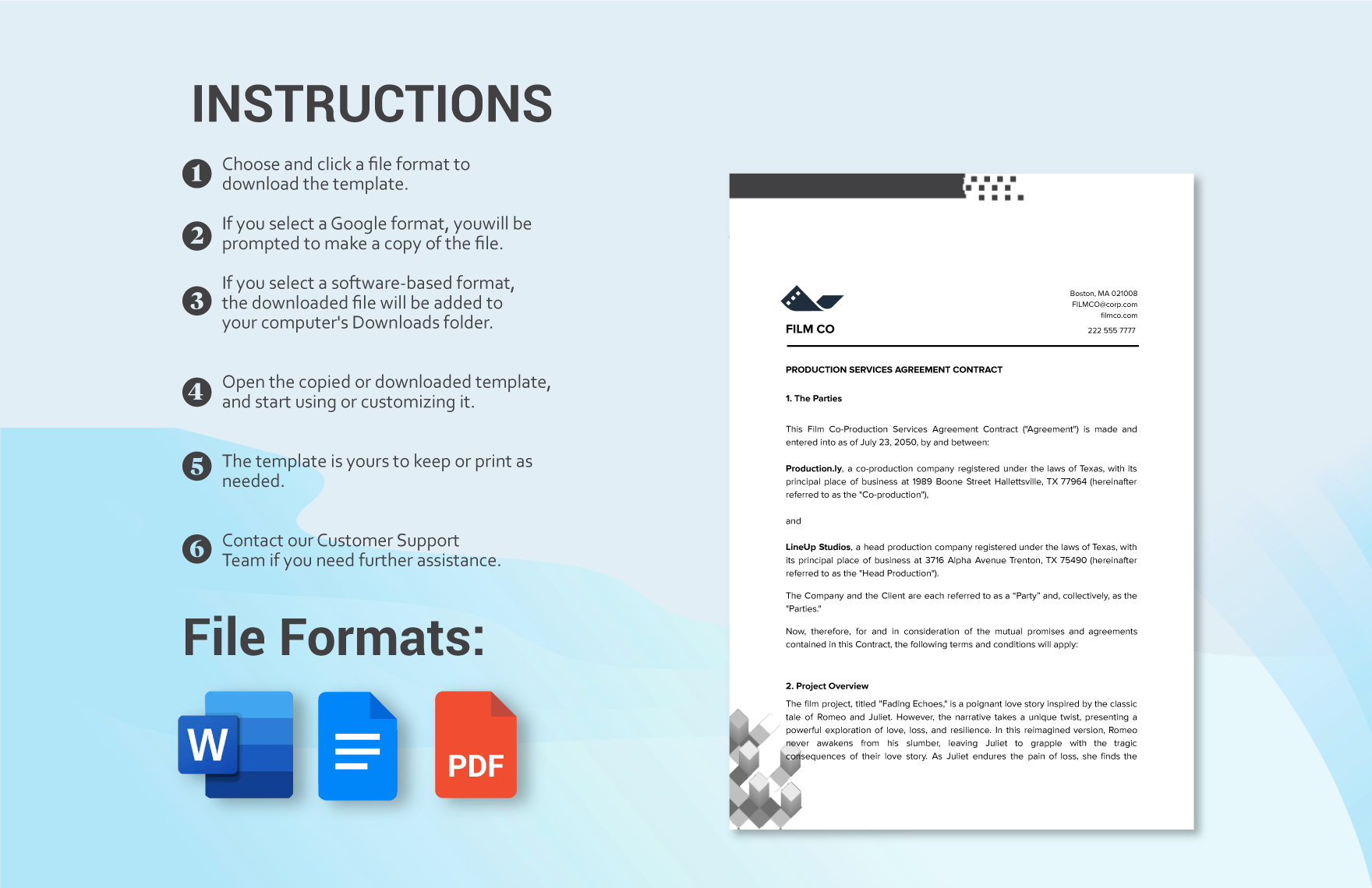 Film Co Production Services Agreement Contract Template