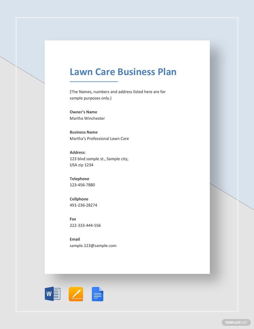 Lawn Care Business Plan Template