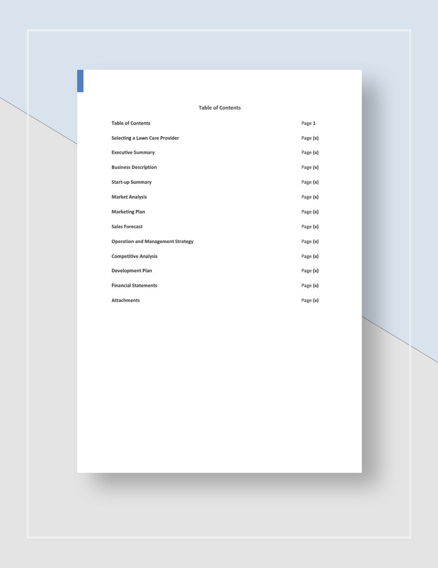 Lawn Care Business Plan Template Google Docs, Word