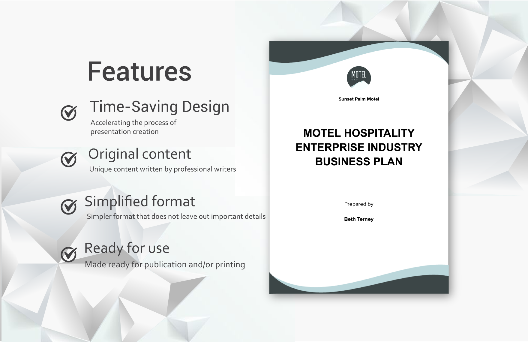 Motel Hospitality Enterprise Industry Business Plan Template