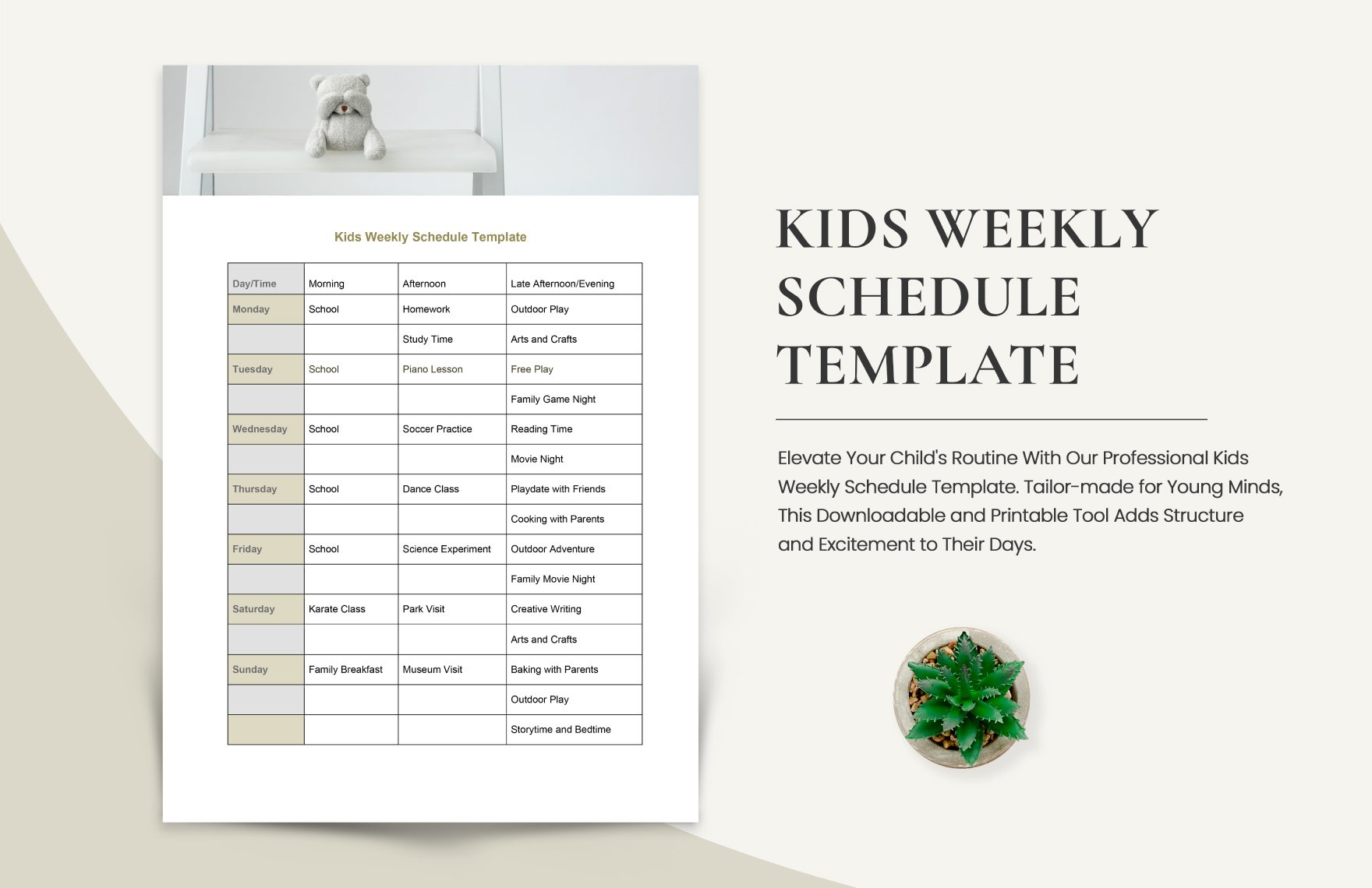 Kids Weekly Schedule Template
