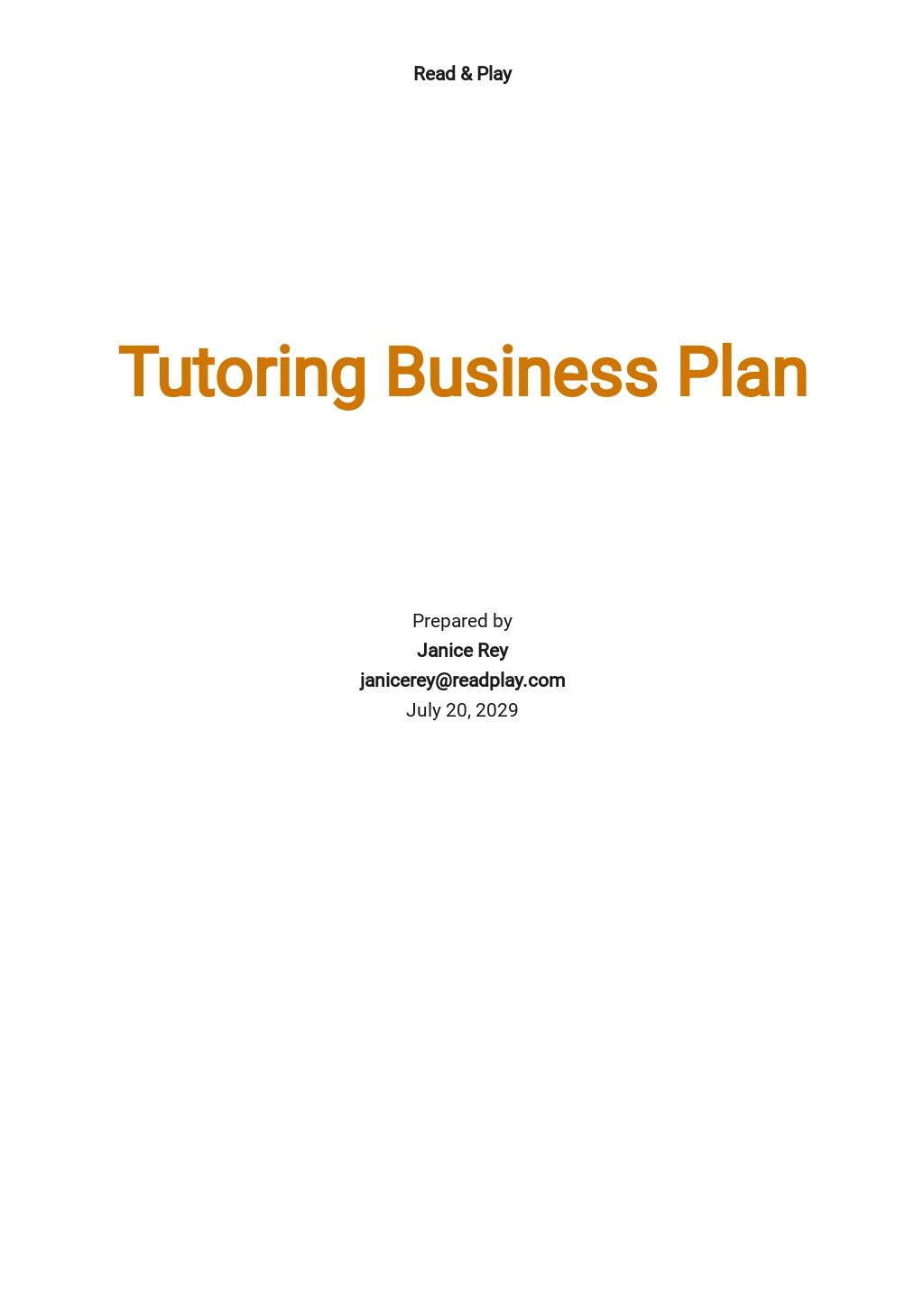 tutoring services business plan sample