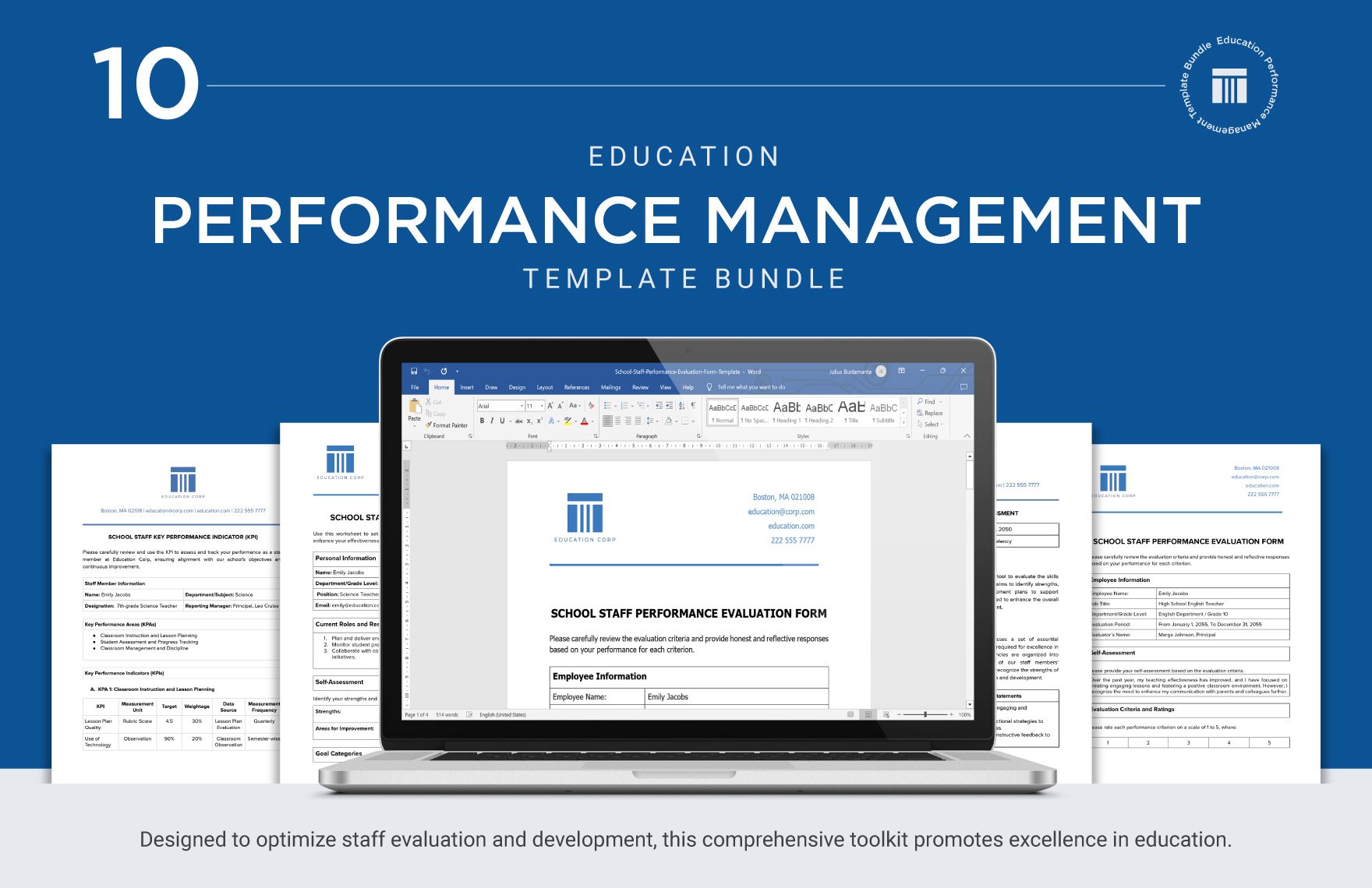 10 Education Performance Management Template Bundle