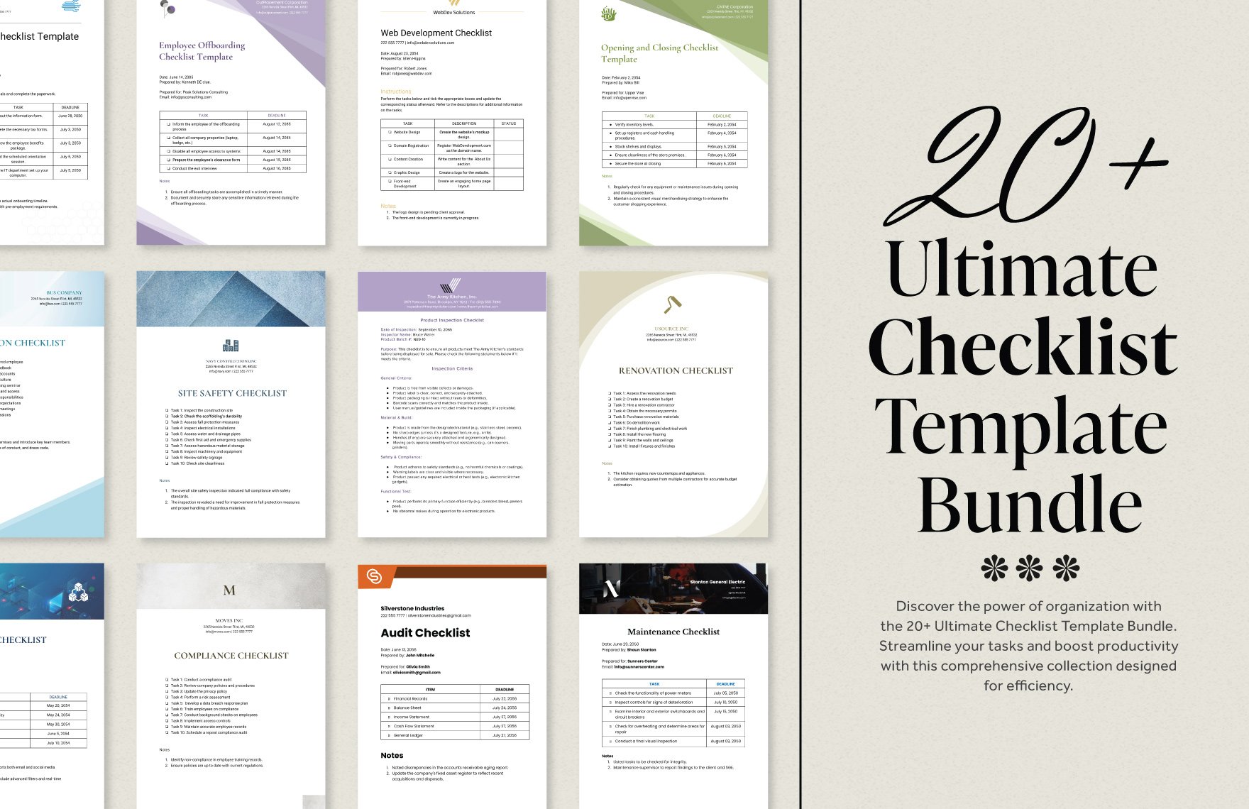 20+ Ultimate Checklist Template Bundle 