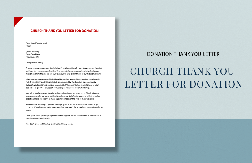 Thank You Letter for Donation to Church in Google Docs, Word, Pages