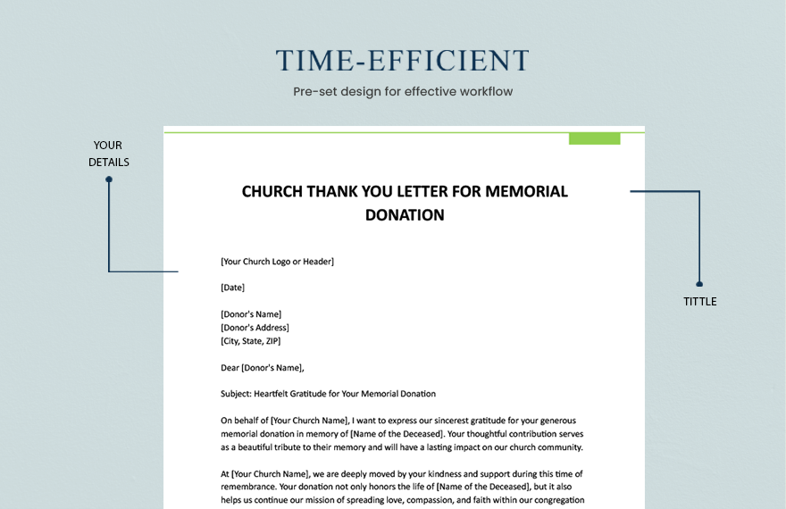 Church Thank You Letter For Memorial Donation