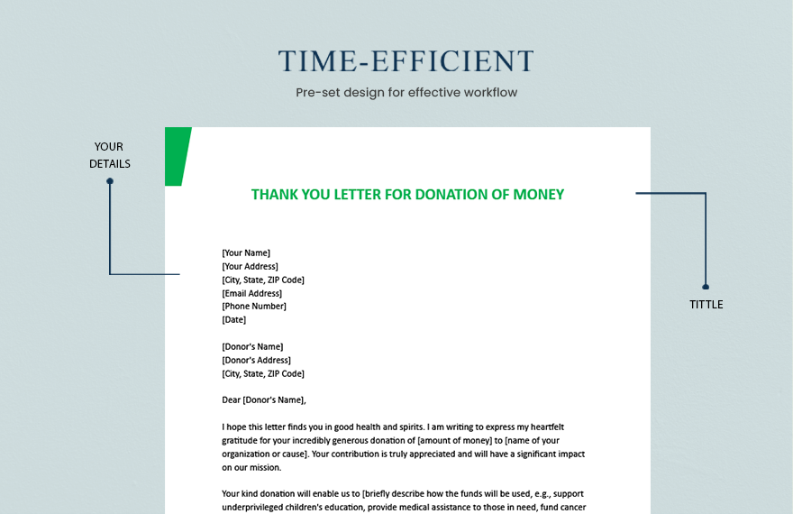 Thank You Letter For Donation Of Money