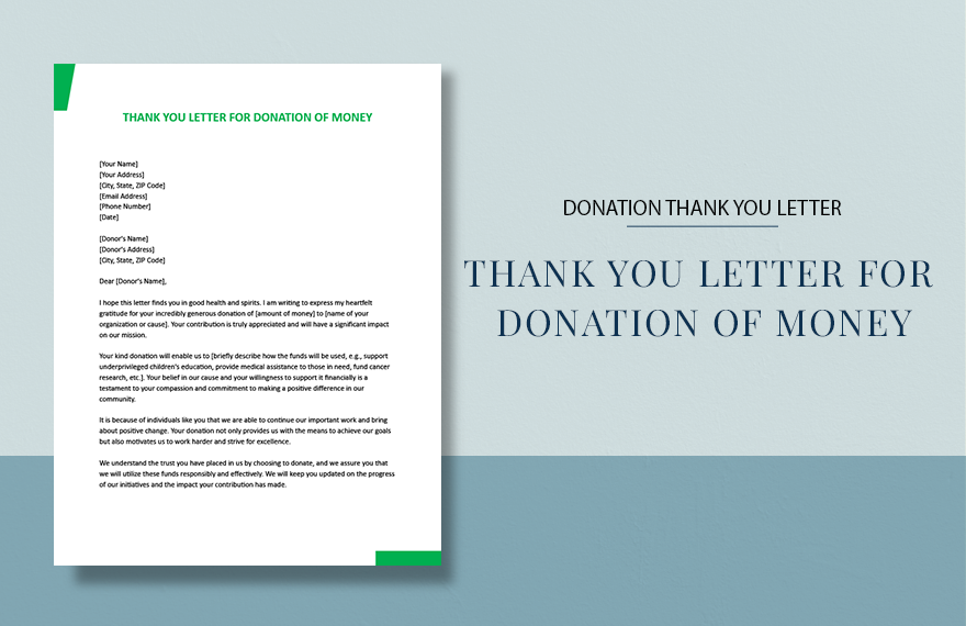 Thank You Letter For Donation Of Money in Word, Google Docs, Apple Pages