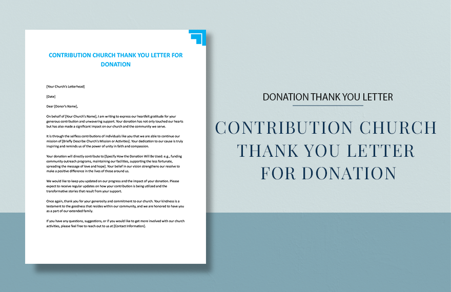 Contribution Church Thank You Letter For Donation