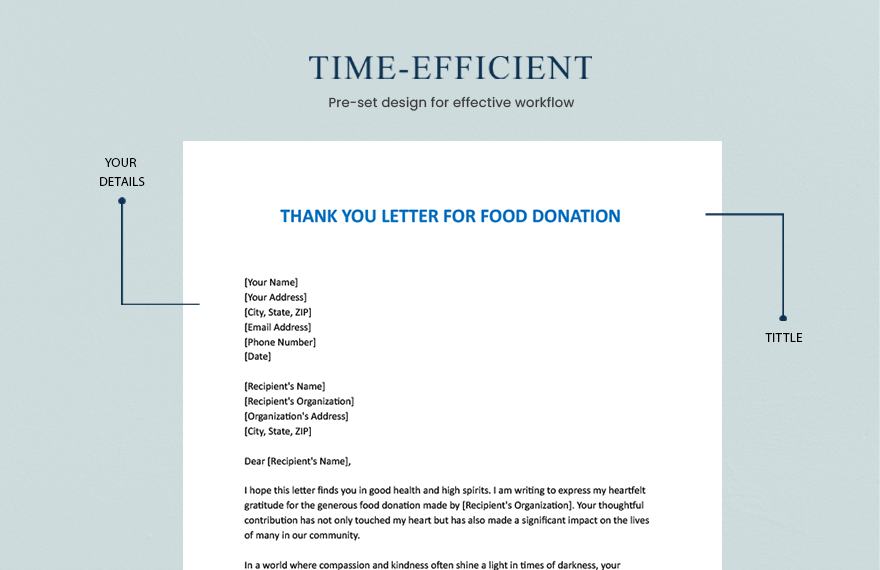 Thank You Letter For Food Donation
