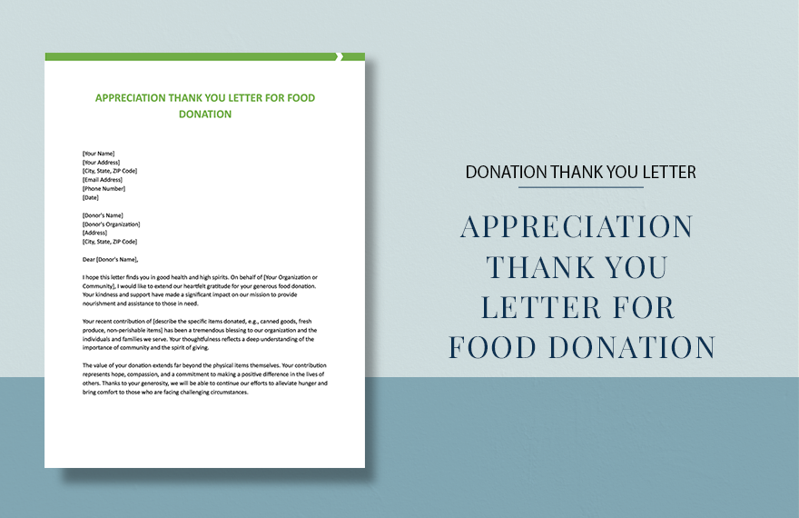 Free Appreciation Thank You Letter For Food Donation