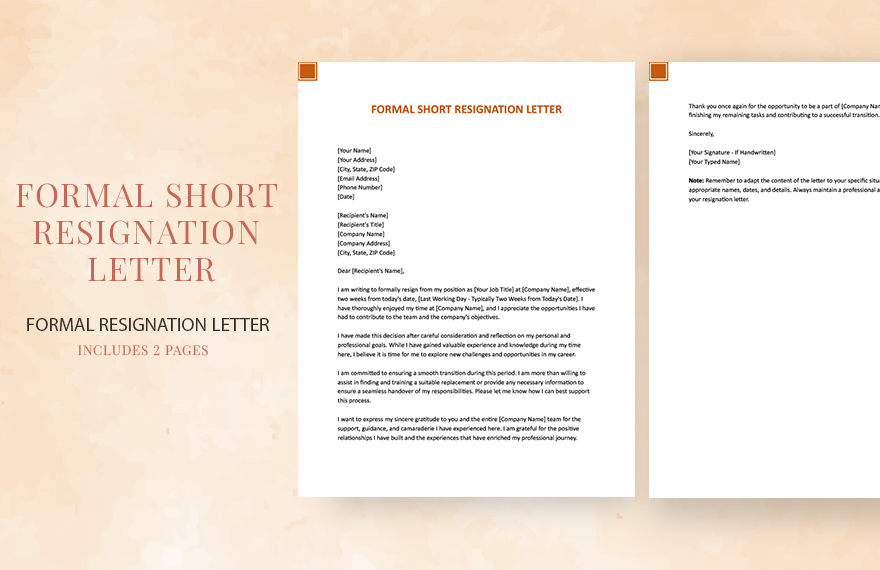 Formal Short Resignation Letter