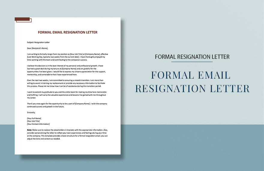 Formal Email Resignation Letter