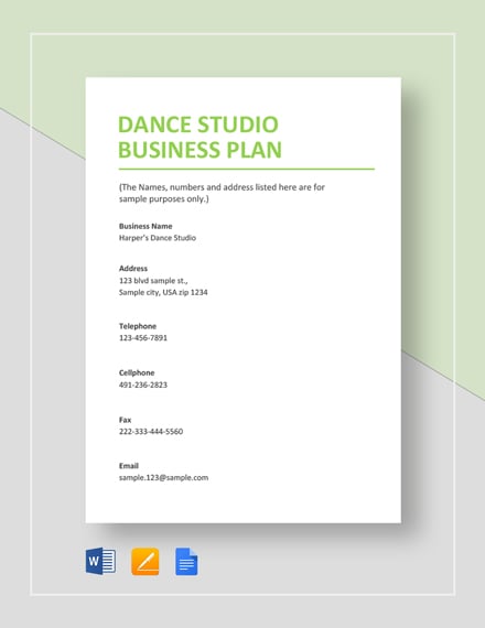 business plan for a dance studio