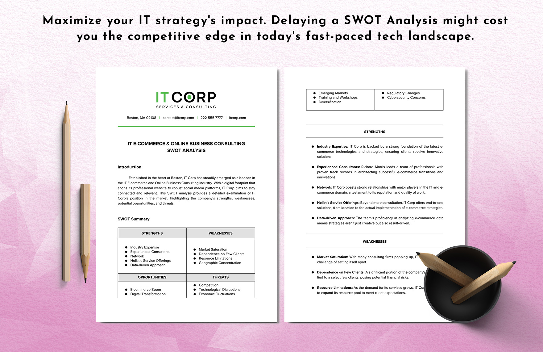 IT E-commerce & Online Business Consulting SWOT Analysis Template