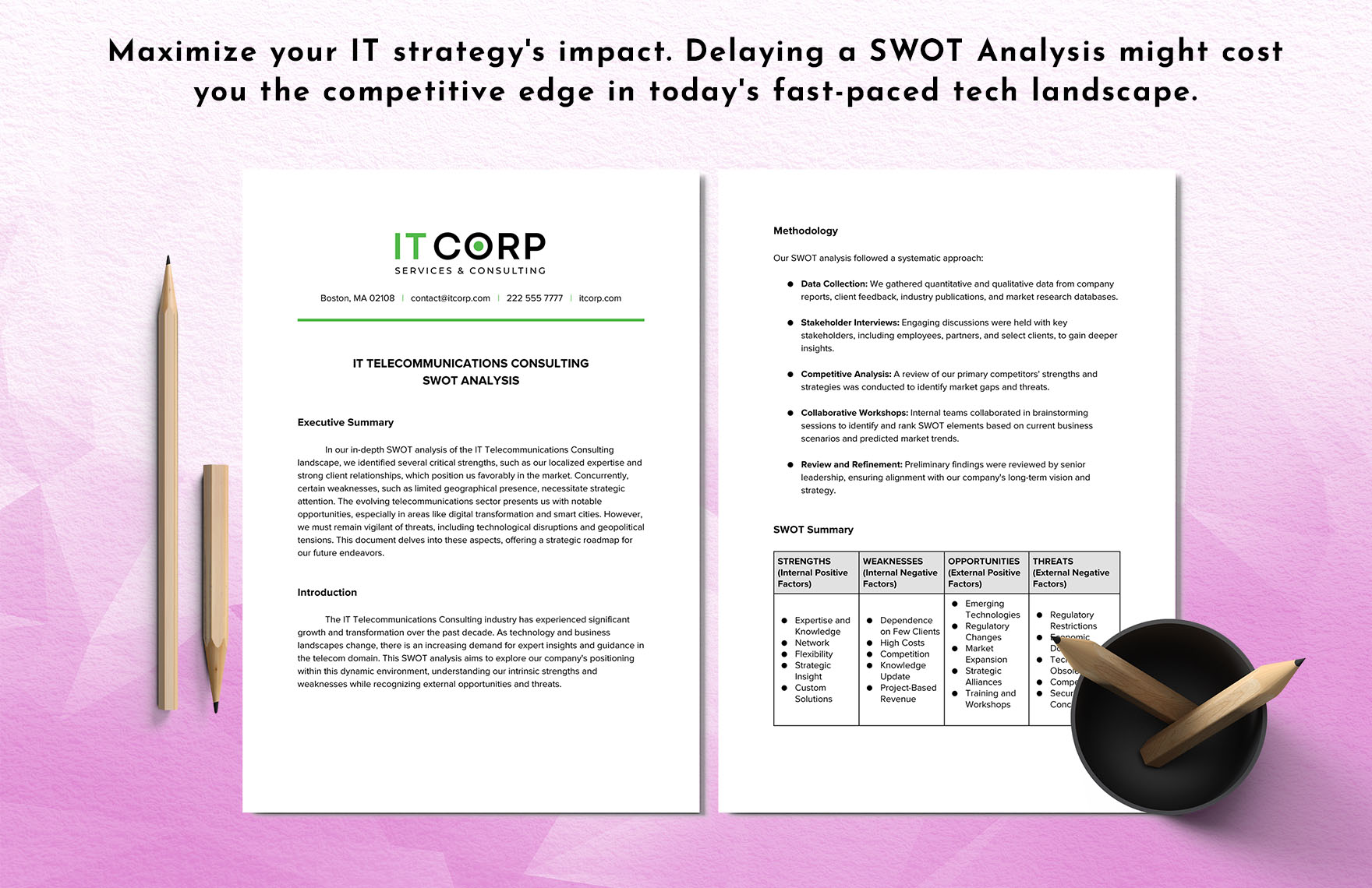 IT Telecommunications Consulting SWOT Analysis Template