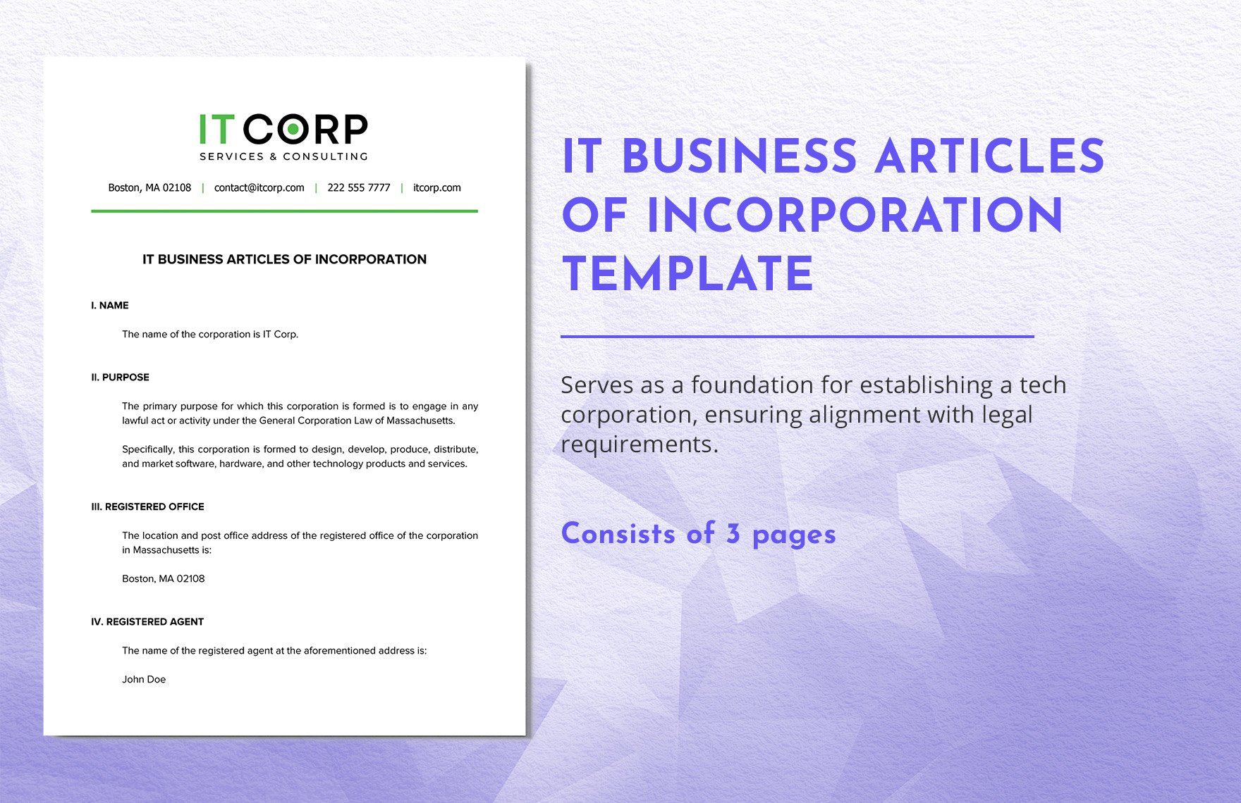 IT Business Articles of Incorporation Template in Word, Google Docs, PDF