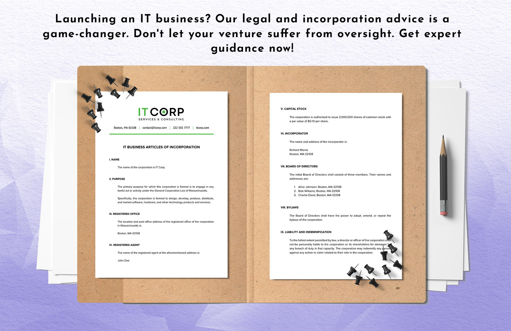 IT Business Articles of Incorporation Template