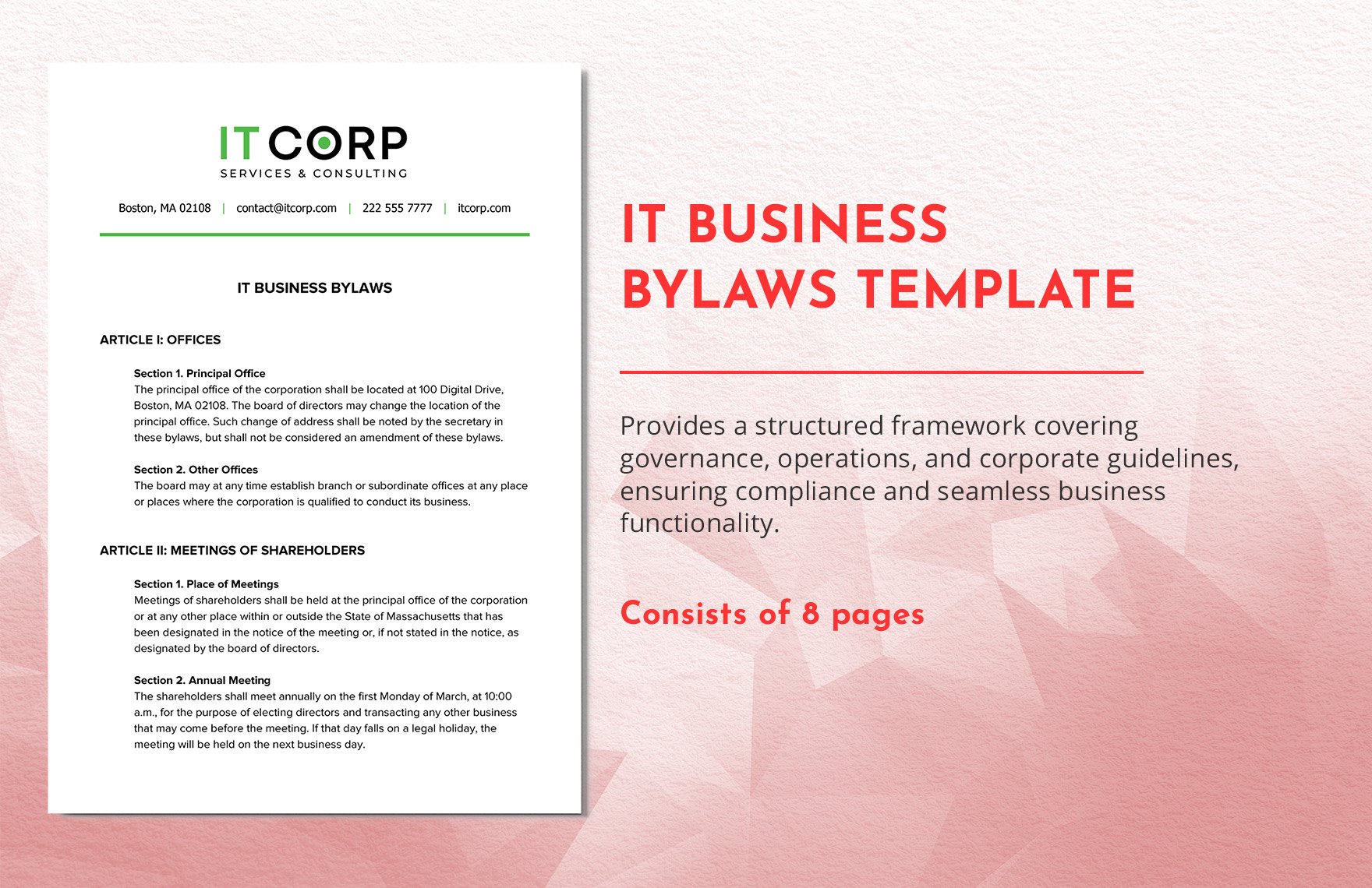 IT Business Bylaws Template