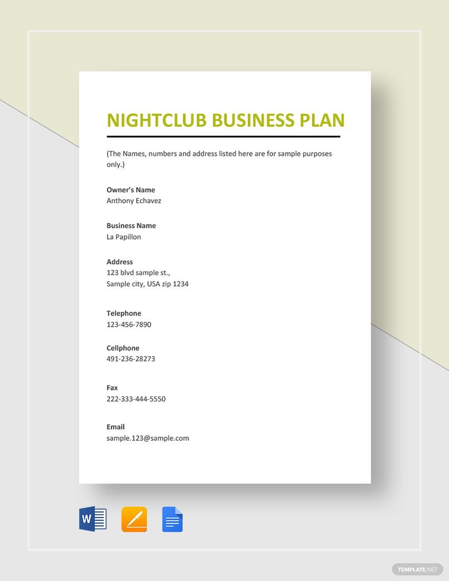 Nightclub Business Plan Template