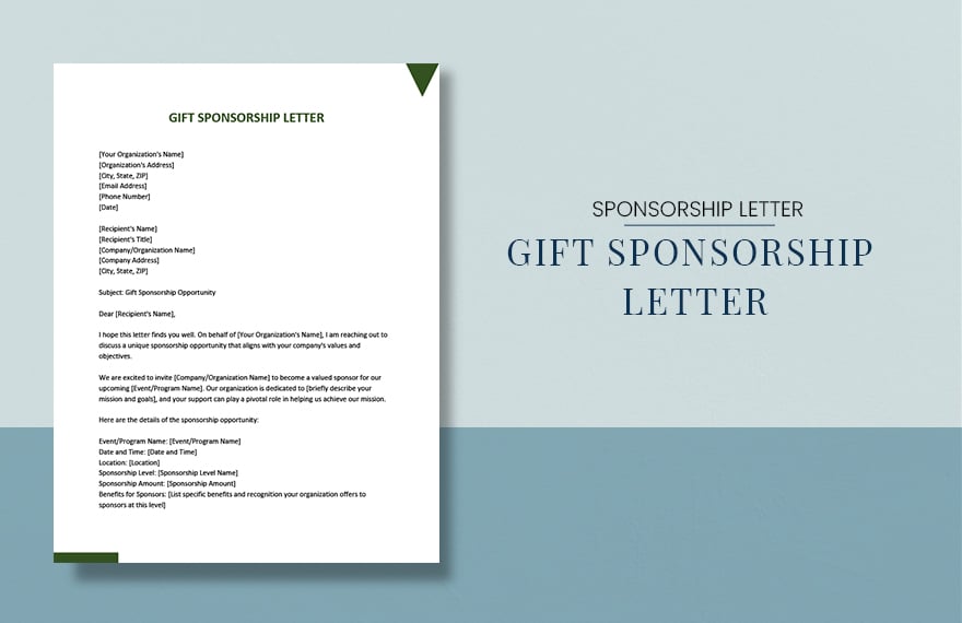 Gift Sponsorship Letter in Word, Google Docs, PDF, Apple Pages