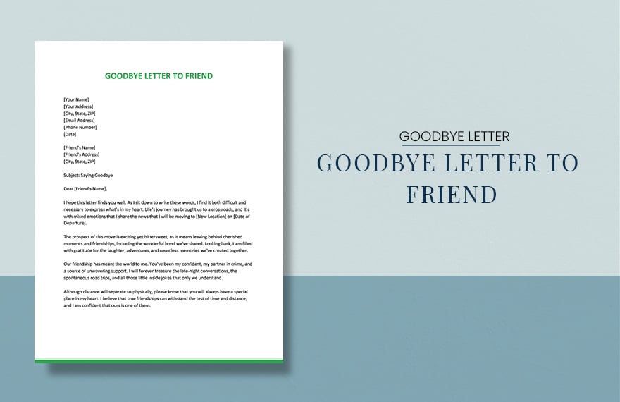Goodbye Letter To Friend in Word, Google Docs, PDF, Apple Pages