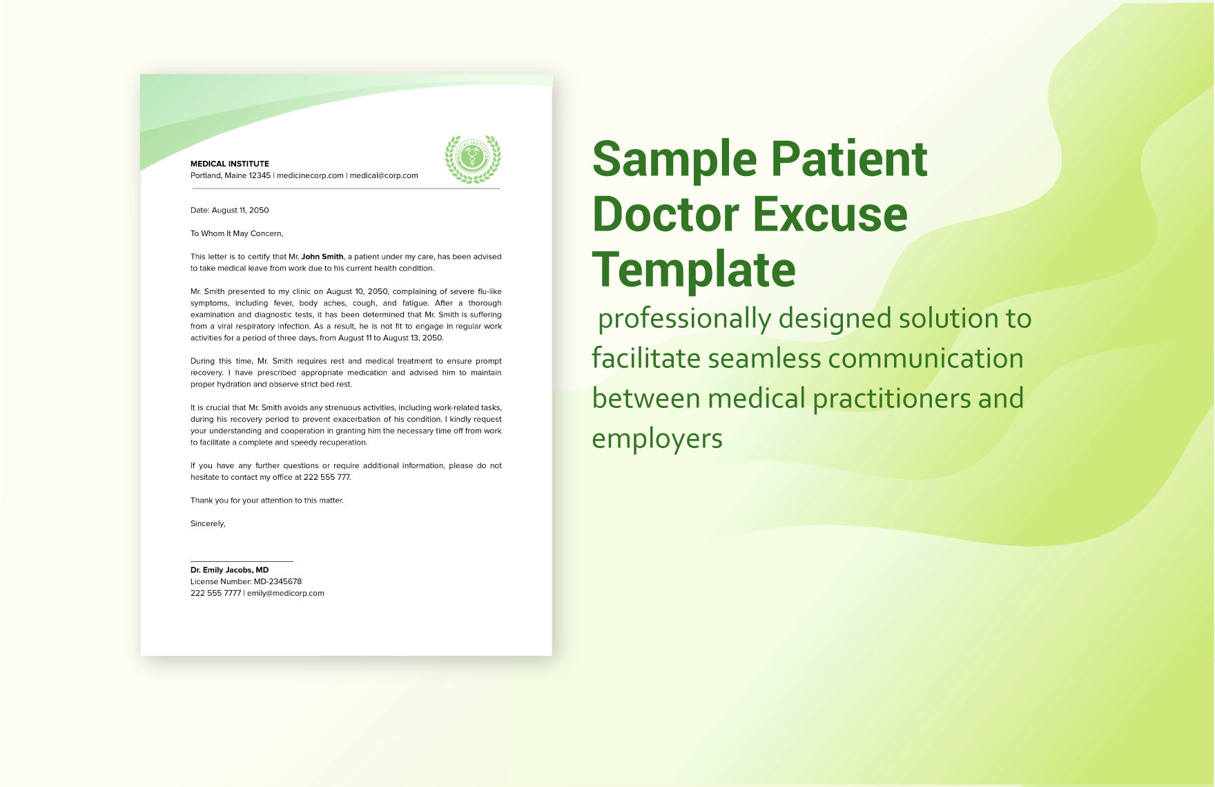 Sample Patient Doctor Excuse Template
