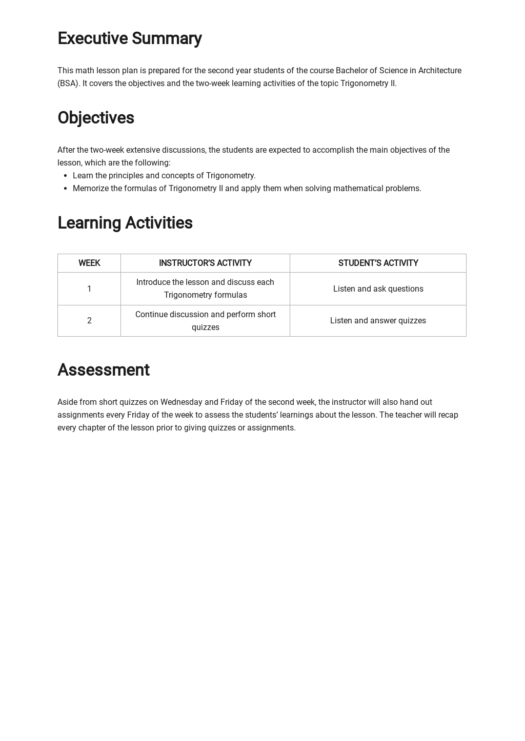 Math lesson Plan Template [Free PDF] - Word | Apple Pages | Google Docs