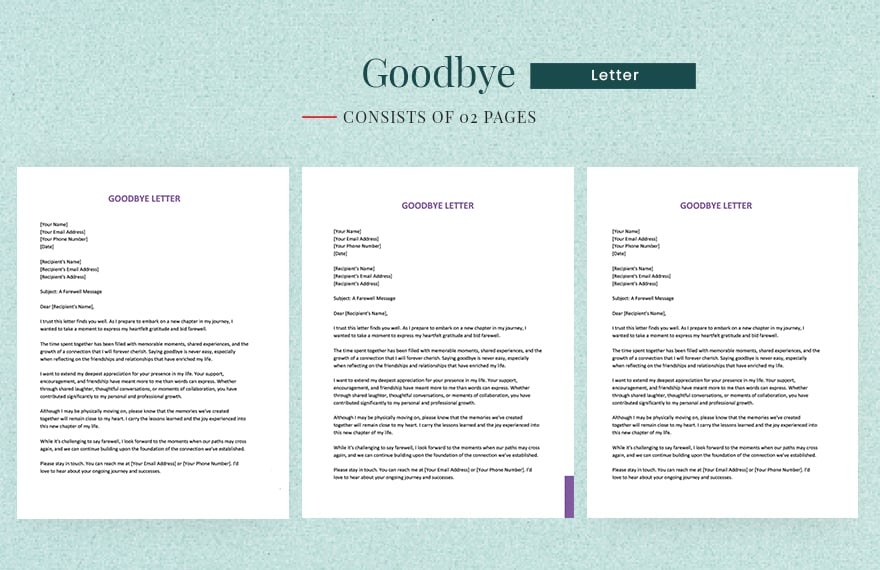 Goodbye Letter in Word, Google Docs, PDF, Apple Pages