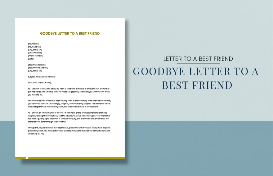 Goodbye Letter To A Best Friend in Word, Google Docs, PDF, Apple Pages