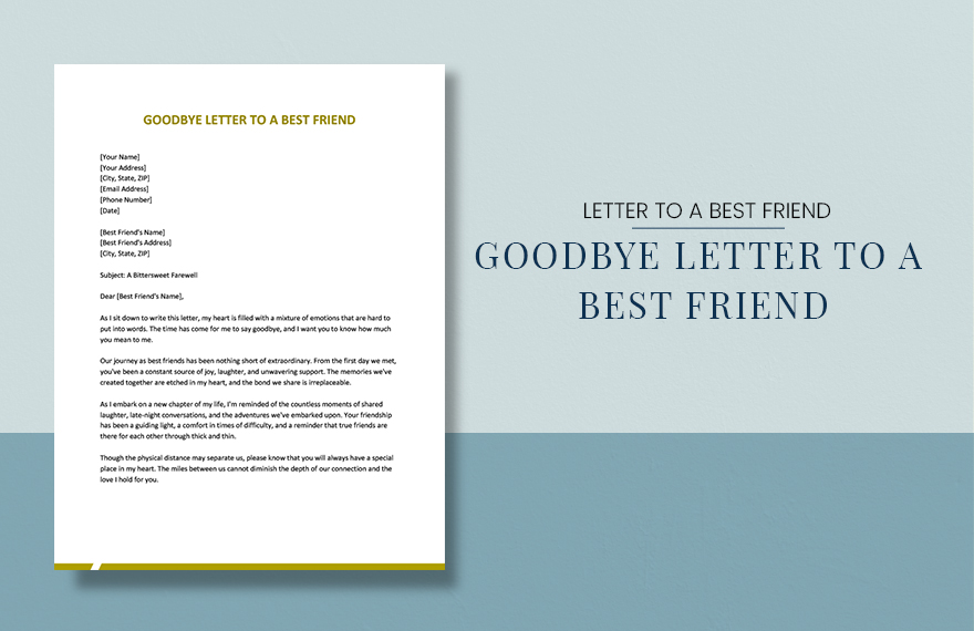 Goodbye Letter To A Best Friend