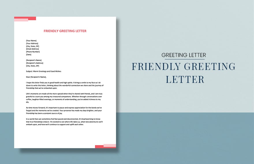 Friendly Greeting Letter in Word, Google Docs, PDF, Apple Pages