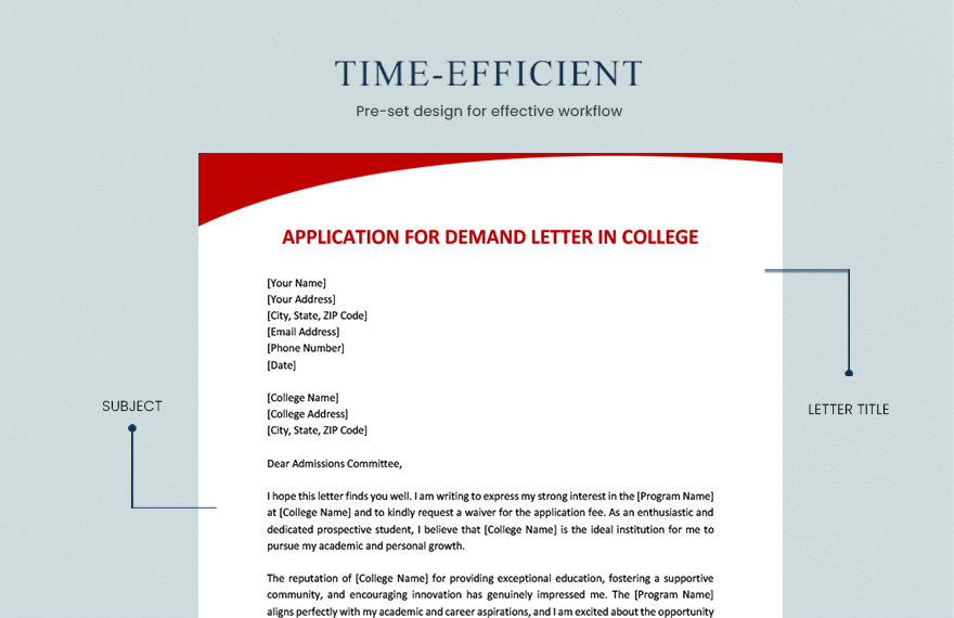 Application For Demand Letter In College