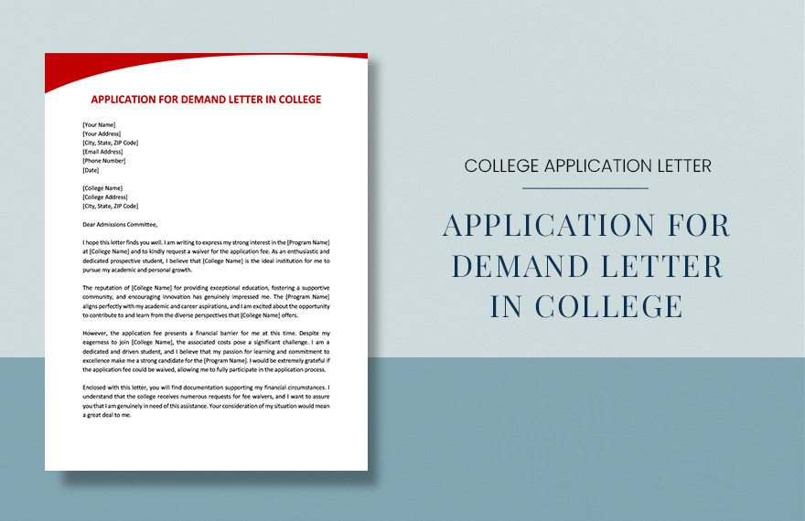Application For Demand Letter In College