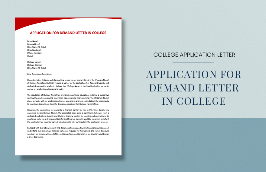 Application For Demand Letter In College in Word, PDF, Google Docs, Pages - Download | Template.net