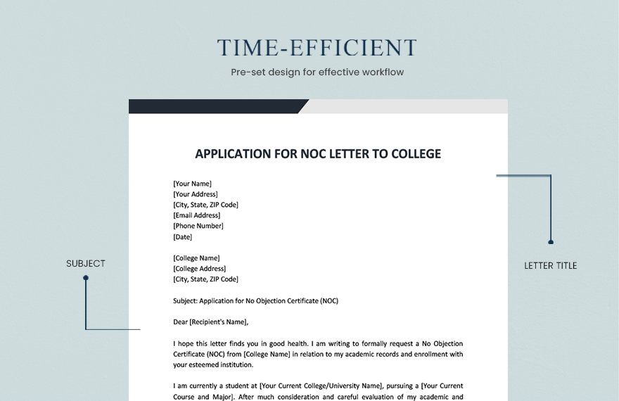 Application For Noc Letter To College