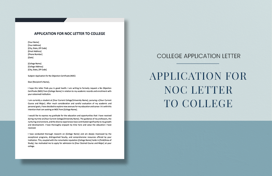 Application For Noc Letter To College