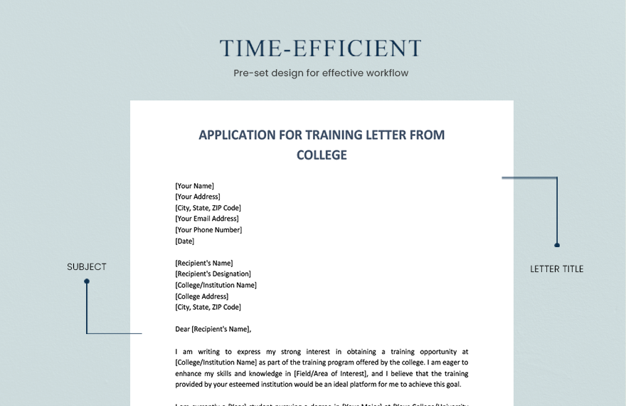 Application For Training Letter From College